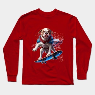 Bulldog the mighty superhero Long Sleeve T-Shirt